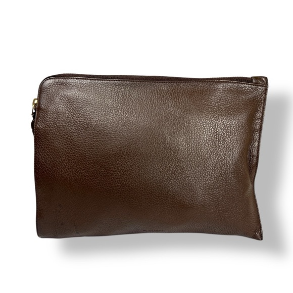 Bottega Veneta Handbags - Authentic Bottega Veneta Pebbled Brown Leather Zip Pouch, Clutch
